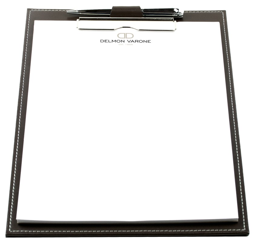 Klemmbrett DIN A4 mit Blockklemme in CAMBRIDGE Top Grain Rindspaltleder dunkelbraun